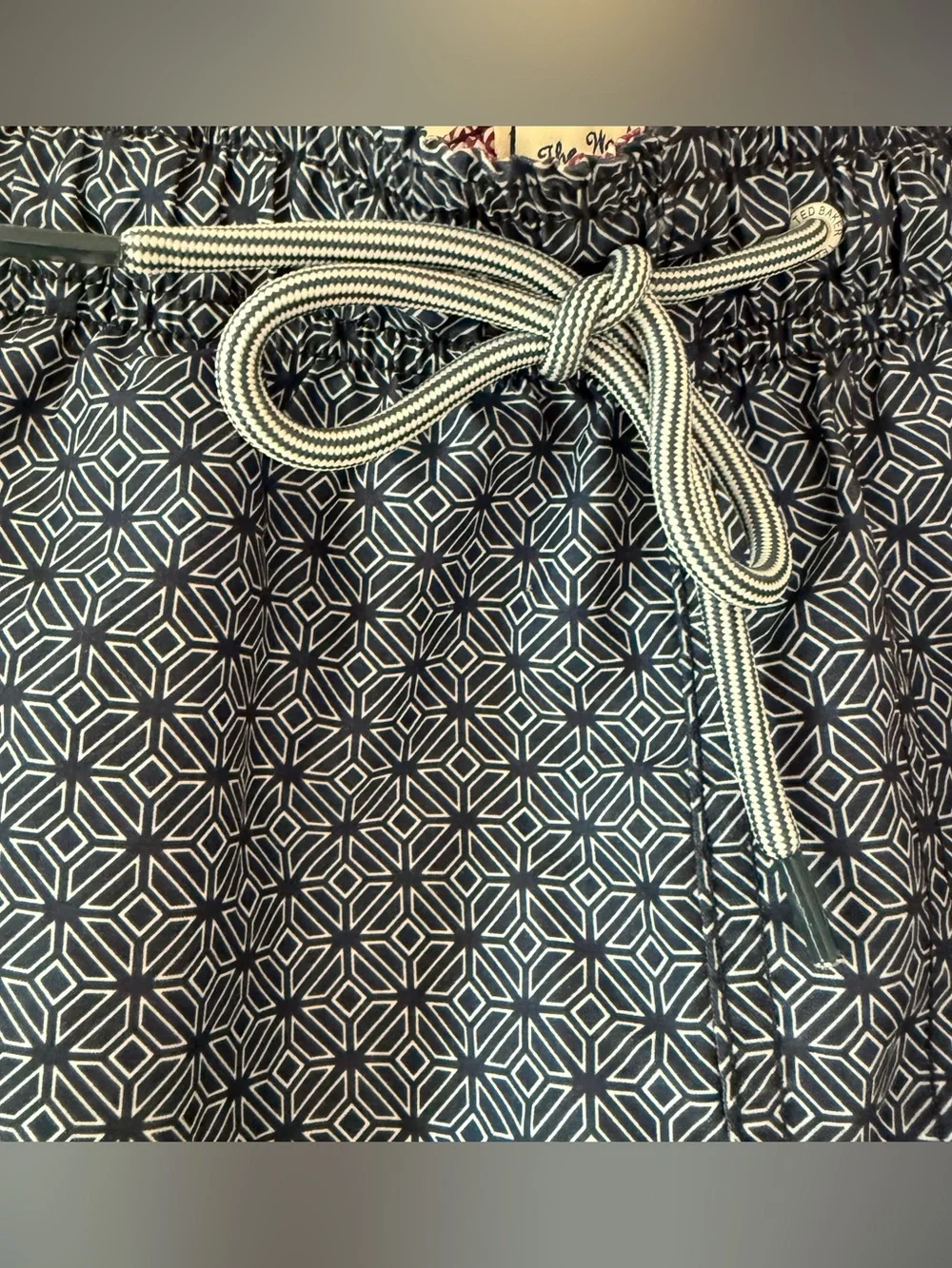 Ted Baker Men's Navy Geometric Swim Trunk lobster size 3 medium